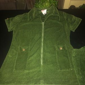 Vintage Shipmates Green velour sexy shorts romper